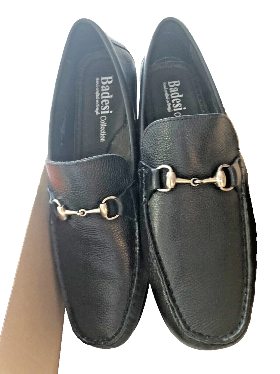 Mens Black Dress shoes Size 11 Black Grainy Badesi Loafers SALE