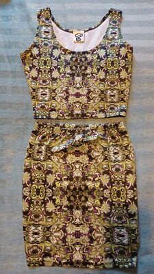 I AM PIFFY 2 piece Skirt & Top, OP Art, Trippy, Psychedelic, UK 10 Festival RAVE