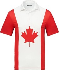 Men`s Royal and Awesome Canada Golf Shirt Performance Red Flag Polo Size S – XXL