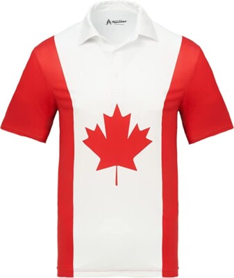 Men`s Royal and Awesome Canada Golf Shirt Performance Red Flag Polo Size S   XXL