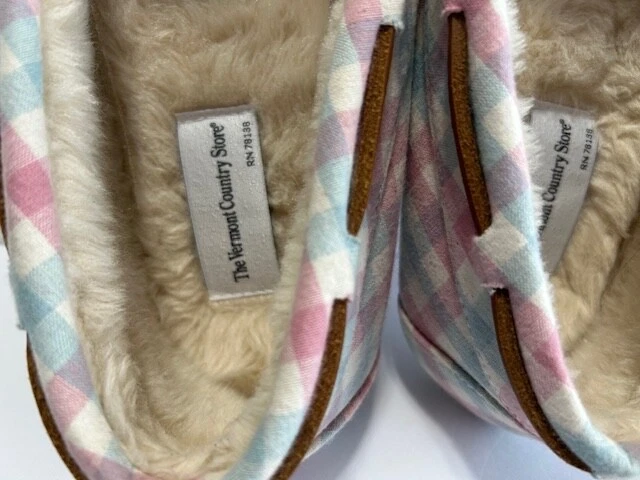 The Vermont Country Store Cabin Moccasin Slippers Size 11 Womens   lined check - Image 2 of 4