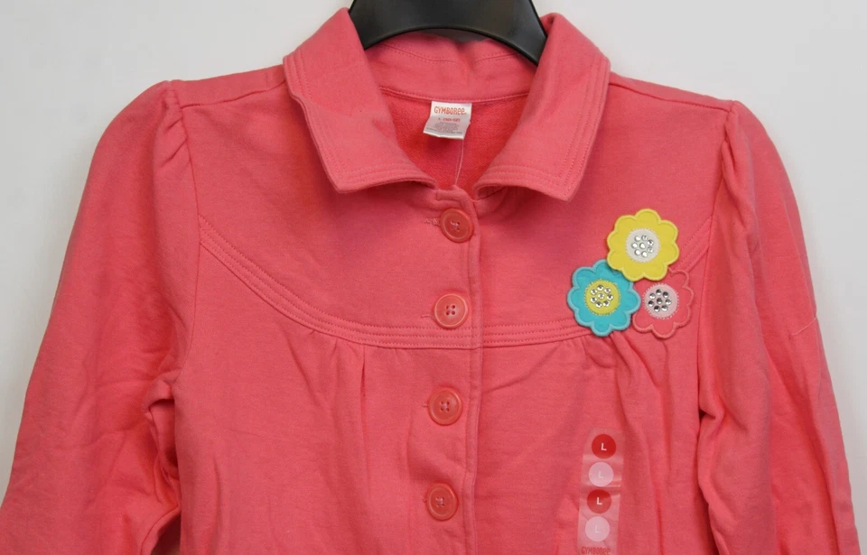 2009 Gymboree Happy Rainbow Lg 10/12 Algodón Tejido Chaqueta Abrigo Flor Primavera Luz Foto 2 de 4
