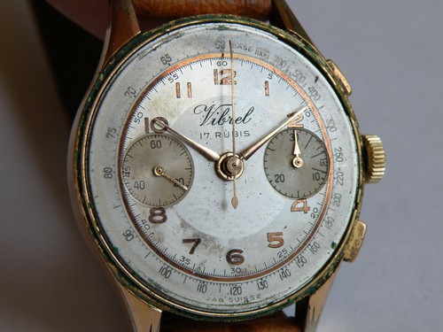 VIBREL-CHRONO-SÄULENRAD-VALJOUX 22-BITONALES ZIFFERBLATT-MECHANISCH BEARBEITET - Bild 8 von 12