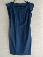 Talbots Dress Womens 2P Blue Italian Flannel Wool Flutter Sleeve Academia Sheath