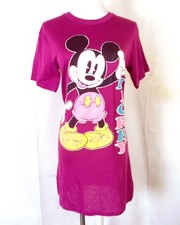 vtg 80s soft thin Magenta Mickey Mouse Disney Sleep Pajama T-Shirt youth L 12-14