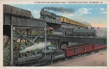 Postcard Is Two Over One Railroad Fare Sixteen and Dock Richmond Virginia