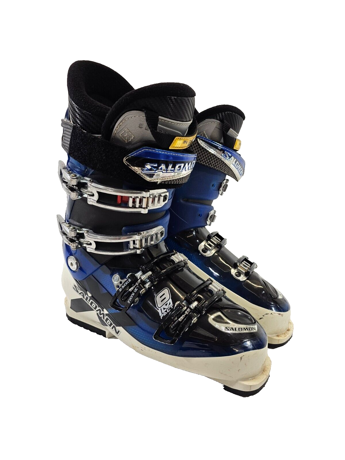 Stivali da sci bianchi blu WN taglia 28 Salomon Impact 8 Energyzer 90 blu GUC