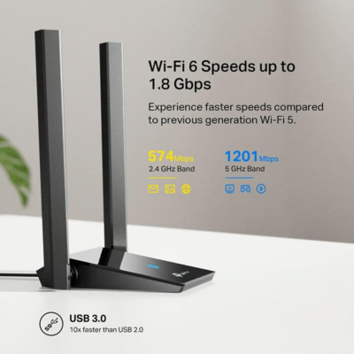 TP-Link AX1800 WiFi 6 USB Adapter for Desktop PC Archer TX20U Plus Refurbished