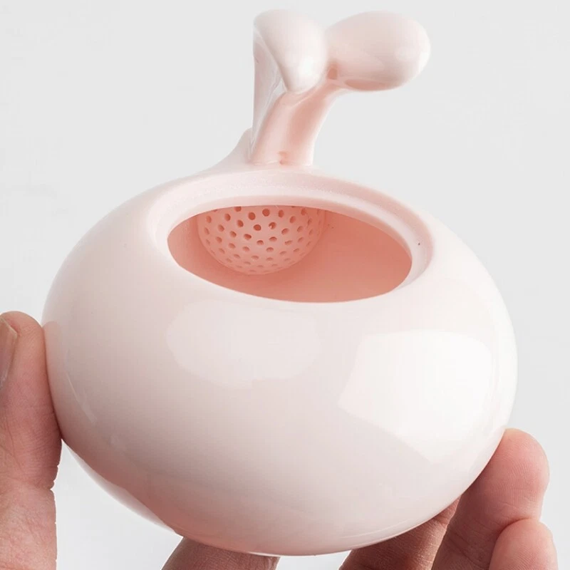 Porcelain Tea Set For Lady Pink Tea Pot Ball Shaped Infuser Hole Matching Teacup - Imagem 4 de 4