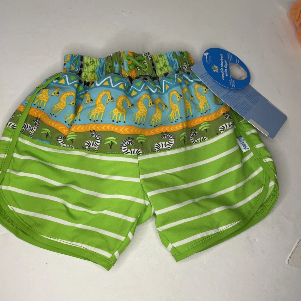 Bañador pañal iplay bebé niño cebra verde safari UPF 50+ reutilizable nuevo con etiquetas 12 M Foto 2 de 4