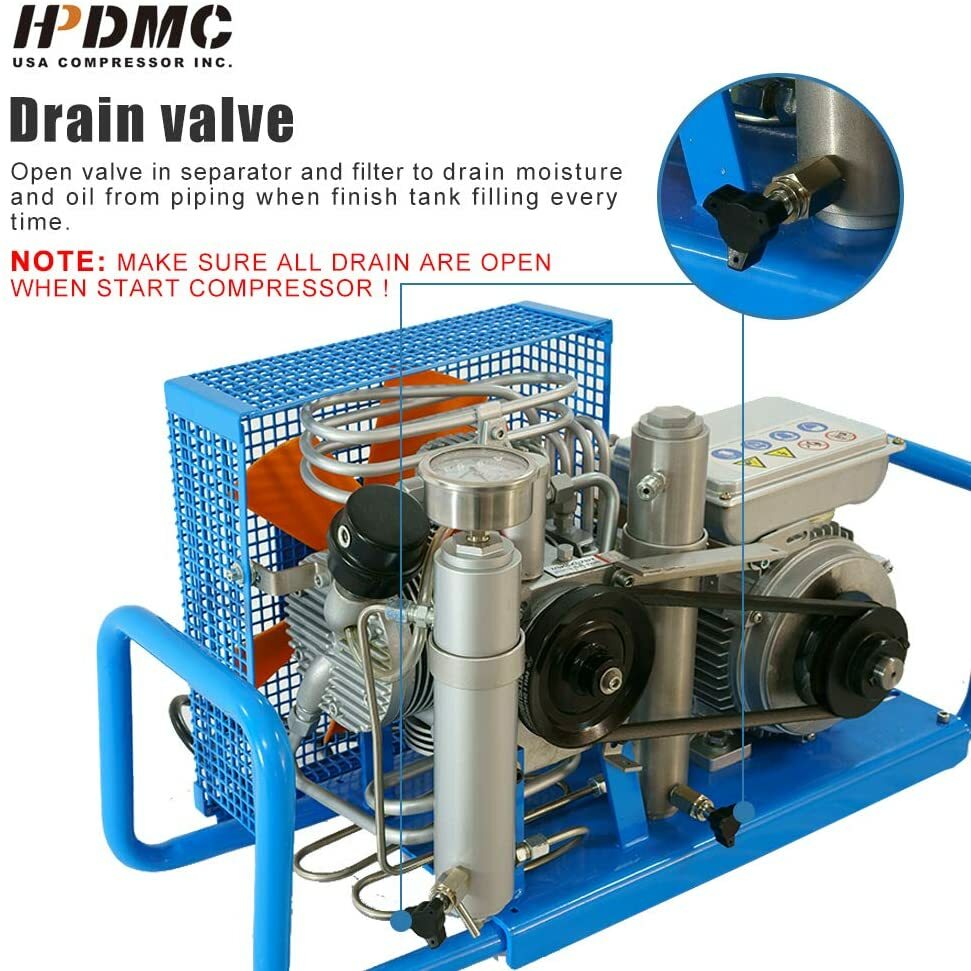 12L 110V 4500Psi Air Compressor 1.5KW 2HP For Scuba PCP Paintball Tank