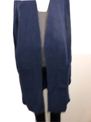 Lands End Cardigan Open Front Long Sleeve w/Pockets Wool Blend Deep Sea NWOT M