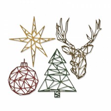 Sizzix Tim Holtz Thinlits Die Set 4PK - Geo Christmas 664202