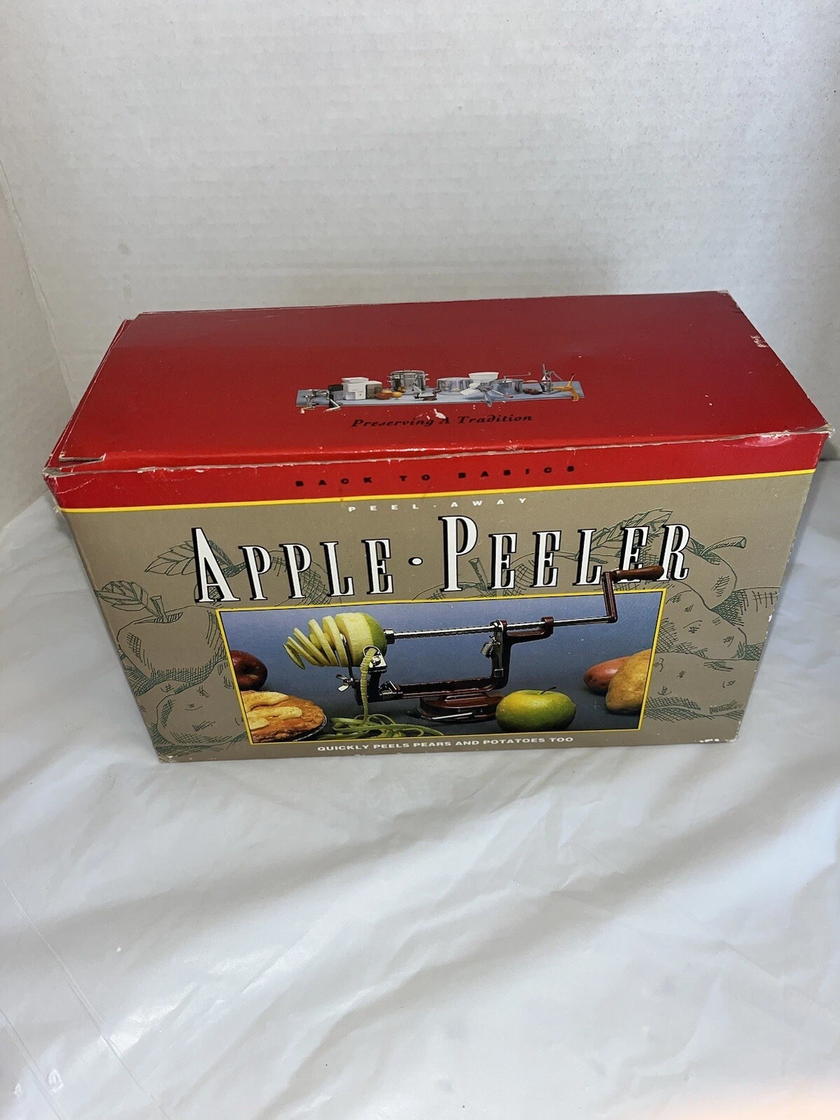 APPLE PEELER Vintage Red Back to Basics Peel Core Slice Apples Potatoes EUC