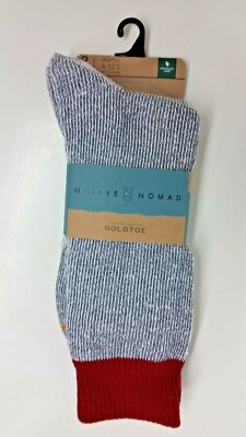 2 PAIRS GOLD TOE Men's Native Nomad Crew Socks, Knit with ORGANIC Cotton, 6-12.5