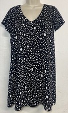 LuLus Small Mini Shift Dress Black White Polka Dot Short Sleeve V-Neck Lined 