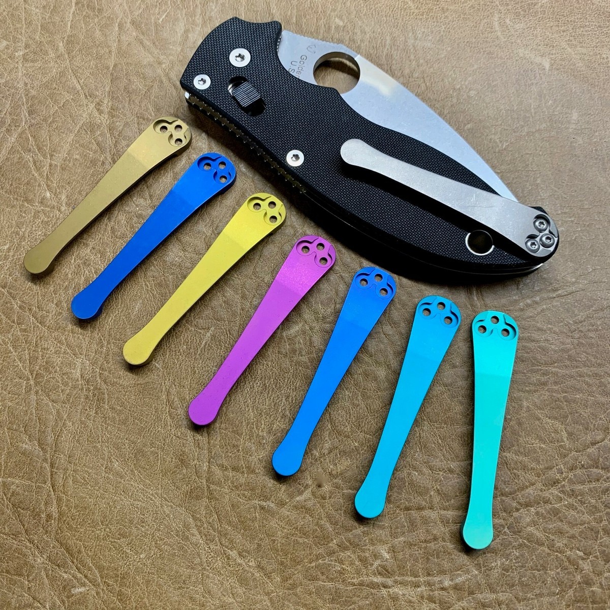 Titanium 3d milled Clip (NO KNIFE) 4 Spyderco Manix 2 C101GP2 - 8