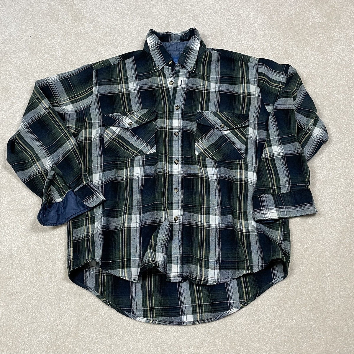 Towncraft JC Penney Plaid Flannel Shirt Green Grunge Skate Towncraft JC Penney Plaid Flannel Shirt Green Grunge Skate