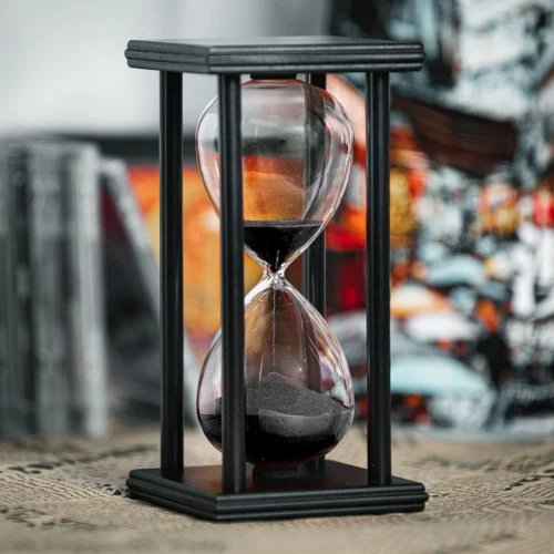Hourglass Timer 60 Minutes, Black Wooden Frame Decorative 60 min, Sand