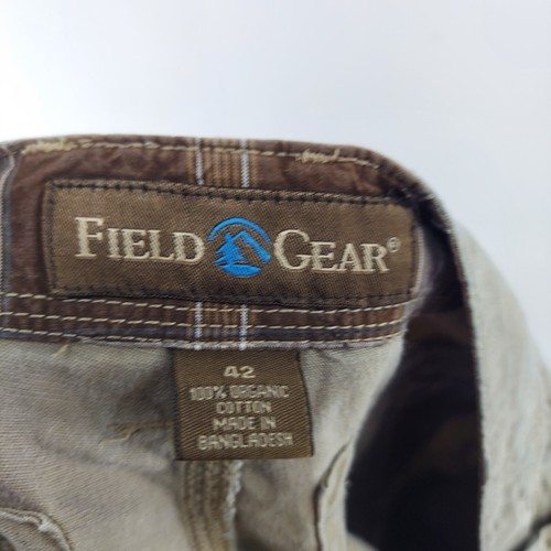 field gear shorts men size 42 brown cargo shorts organic cotton summer flat fron - Picture 3 of 8