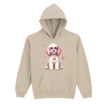 Pudel Hund Valentinstag Feiertage Kinder Hoodie Kaugummi Herzen Geschenk für Mädchen