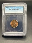 1955 S Lincoln Cent Penny MS67 + RD ICG #2368980158 A really Nice Coin
