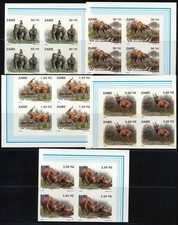 ZAIRE EX BELGIAN CONGO 1993 GARAMBA PARK IMPERFORATE SET IN BLOCKS X4 MNH.   A68