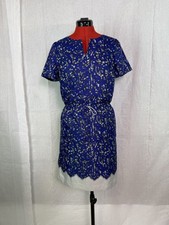 The Limited Womens Blue and Grey Drawstring Waist Short Sleeve Dress Size S D077