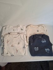 Carter's 4pc Bodysuit Set 3M Long Sleeve Cotton Animals  Vehicles Print