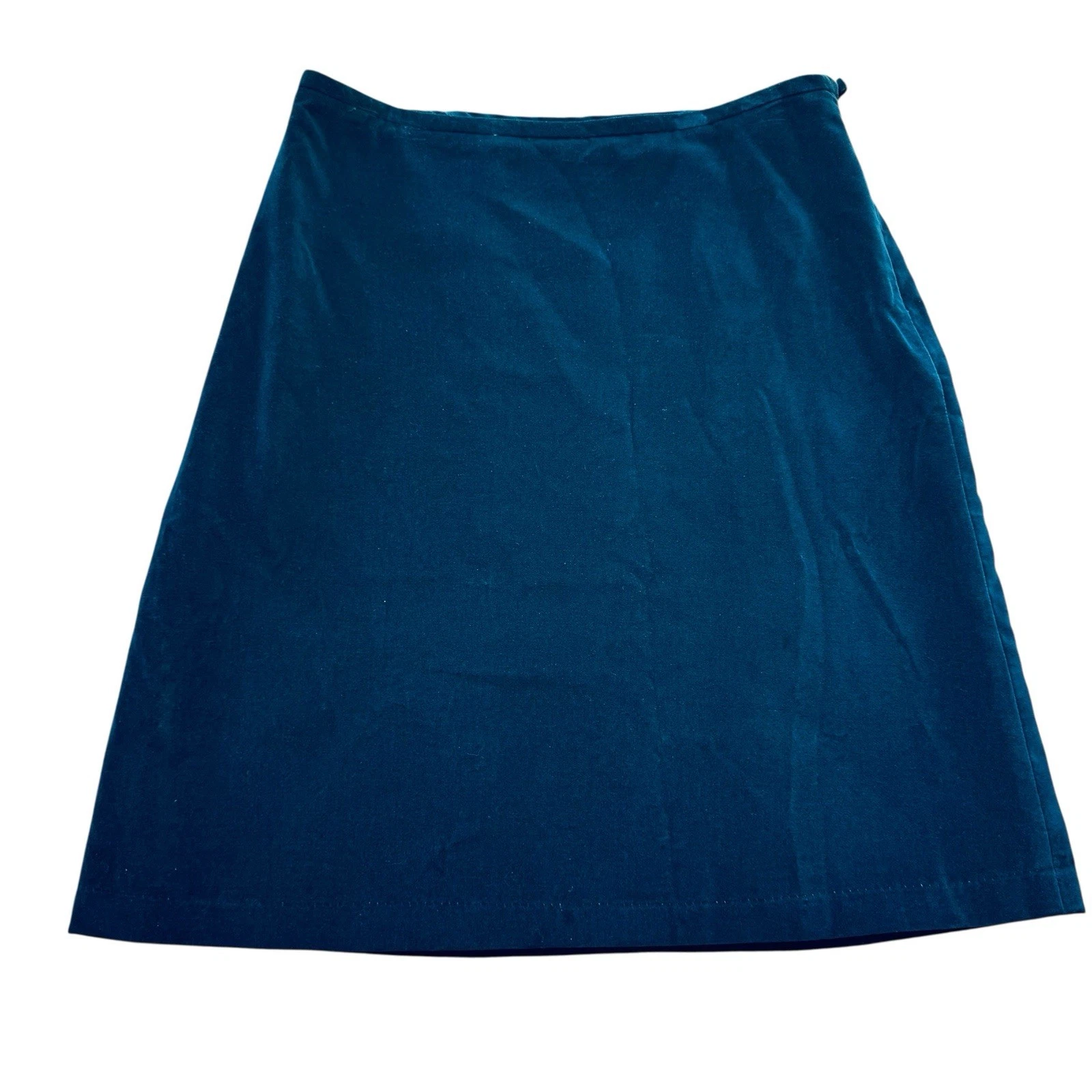 NORTON MCNAUGHTON Deep Teal A-Line Velvet Midi Skirt Vintage 1990s Womens 10