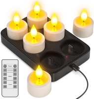 Yme 6Er Aufladbare Teelichter Mit Timer Und Ladestation, Led Teelichter