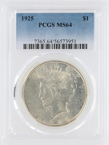1925 PCGS MS64 S$1 Philadelphia Mint Peace Silver Dollar No Reserve