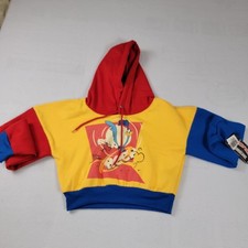 Members Only Loony Tunes Crop Top Hoodie Womens Sz S 672 