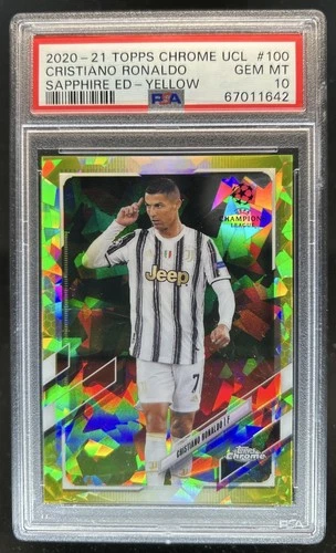 2020 Topps Chrome Sapphire UEFA Cristiano Ronaldo Yellow #/99 Juventus PSA 10