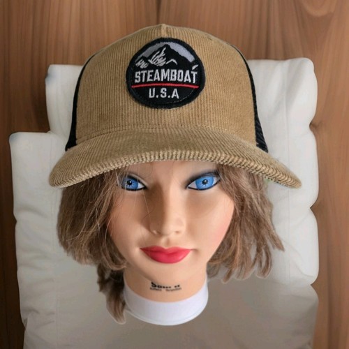 "Steamboat USA" Legacy 92 Corduroy Mesh Black Tan Snapback Hat Cap NWOT - Picture 2 of 14