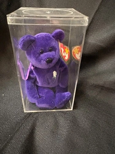 Original 1997 Vintage Ty Beanie Babies Princess Diana Purple Bear Toy (w/ box)