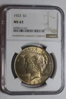 1923 Toned Peace Silver Dollar MS63 NGC #227