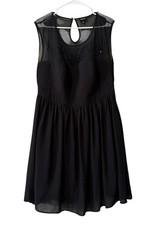 Torrid Women Size 14 Black Babydoll Dress Keyhole Sheer Mesh Top Lightweight