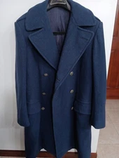 Vintage US Air Force Great Coat Blue 100% Wool USAF Overcoat 37 Large 