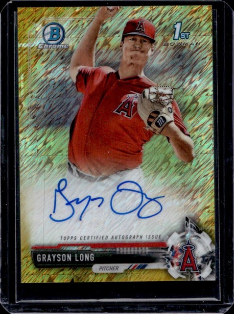 2017 Bowman Chrome Grayson Long Auto 1st Gold Shimmer Refractor #/50 Angels