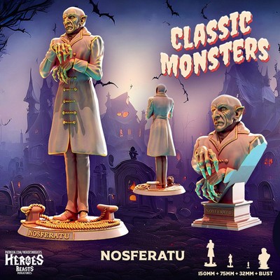 Nosferatu Classic Vampire Miniature 32mm Tabletop RPG 3D Printed Resin V2