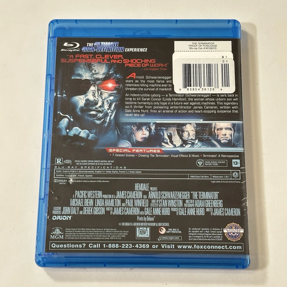 The Terminator, 1984 (Blu-Ray, 2012) Arnold Schwarzenegger, Cameron - Image 2 of 4