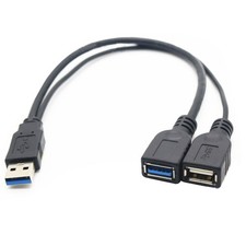 USB 3.0 Male To 2 USB Female Data Hub Power Adapter Y Splitter Charging Cable f