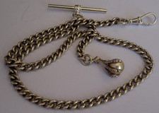 Vintage solid silver pocket watch albertina albert chain, silver claw & ball fob