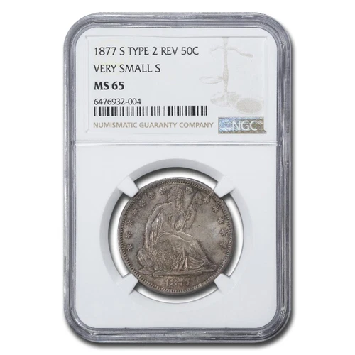1877-S Liberty Seated Half Dollar Type-II MS-65 NGC (Small S)