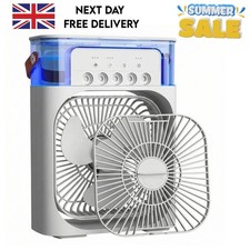 Portable 3-in-1 USB Fan – Mini Misting Desk Fan with LED Night Light Air Cooler