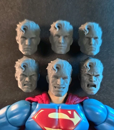 3D Printed Dan Mora Style MAFEX SUPERMAN HEADS FULL SET