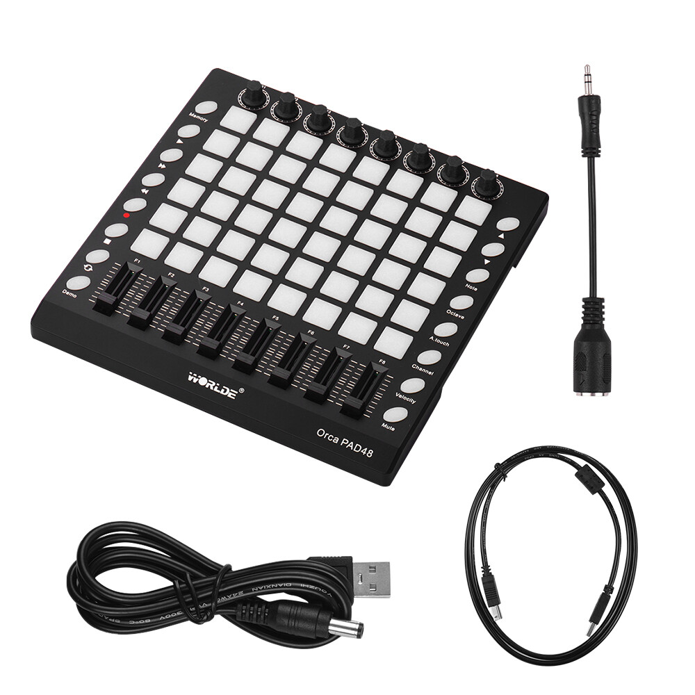 WORLDE PAD48 Portable USB MIDI Drum Pad Controller 48 RGB Backlit