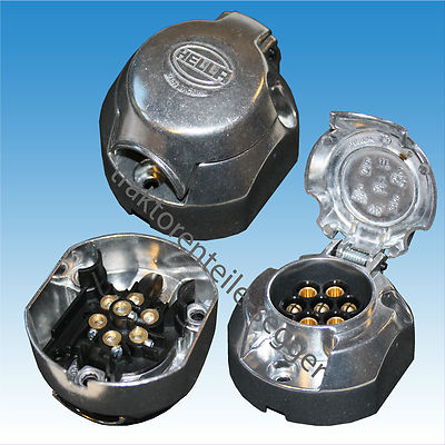 Hella Steckdose 7 polig ALU Anhänger Traktor LKW D25 D30 4005 4006 04259163