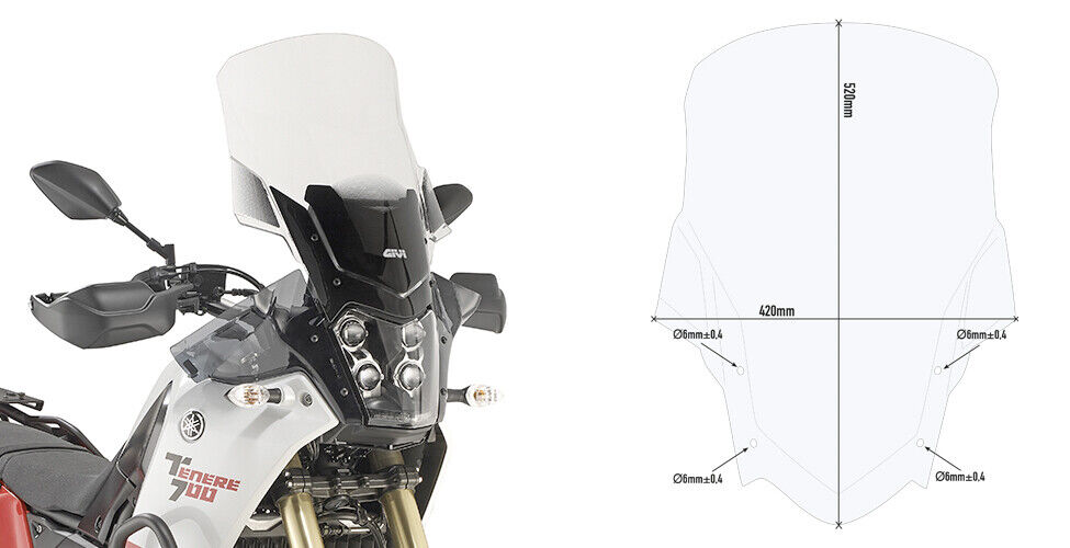 Givi D2145ST Yamaha TENERE 700 Screen 2023 WINDSCREEN clear xt700 690 (19-24)